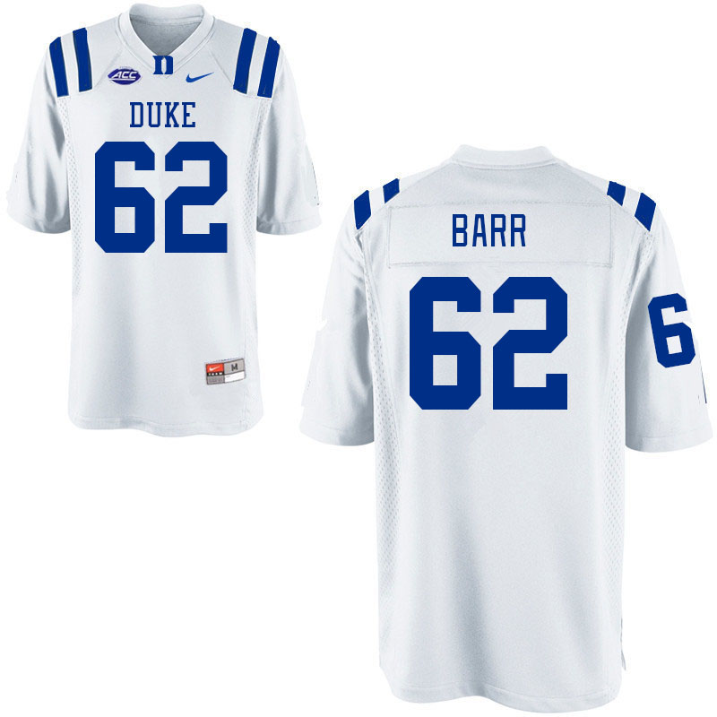 Men #62 Michael Barr Duke Blue Devils College Football Jerseys Stitched-White